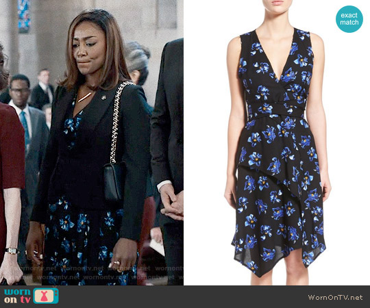 Proenza Schouler Asymmetrical Floral Print Wrap Dress worn by Daisy Grant (Patina Miller) on Madam Secretary
