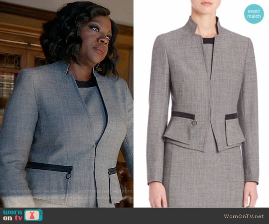 Akris Punto Wool Peplum Jacket worn by Annalise Keating (Viola Davis) on How to Get Away with Murder