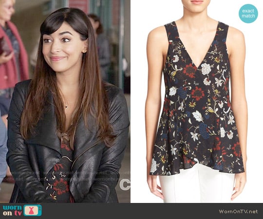 A.L.C. Purcell Floral Top worn by Cece Parekh (Hannah Simone) on New Girl