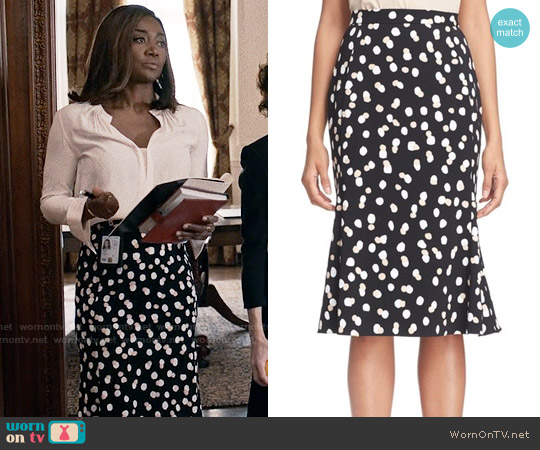 Altuzarra Novak Dot Cady Trumpet Skirt worn by Daisy Grant (Patina Miller) on Madam Secretary
