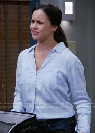 Amy’s blue faded plaid shirt on Brooklyn Nine-Nine