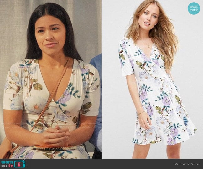 ASOS Wrap Skater Dress In Floral Print worn by Jane Villanueva (Gina Rodriguez) on Jane the Virgin