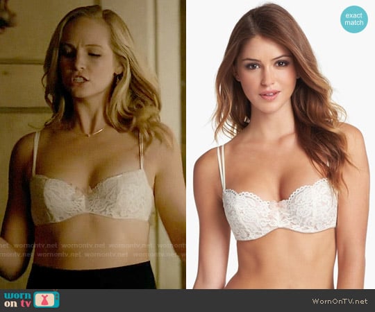 b.temptd by Wacoal Ciao Bella Underwire Balconette Bra in Ivory worn by Caroline Forbes (Candice Accola) on The Vampire Diaries