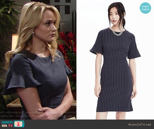 Banana Republic Ponte Pinstripe Dress worn by Summer Newman (Hunter King) on The Young and the Restless