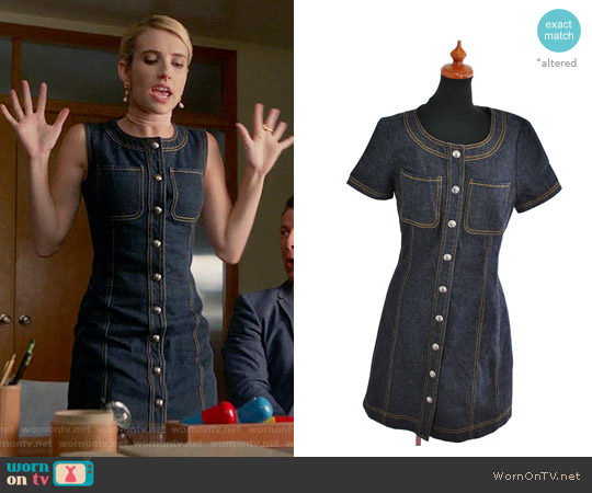 Chanel Vintage Denim One Piece Dress worn by Chanel Oberlin (Emma Roberts) on Scream Queens