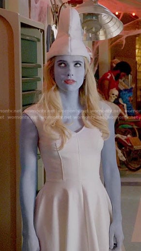 Chanel’s white Smurfette dress on Scream Queens
