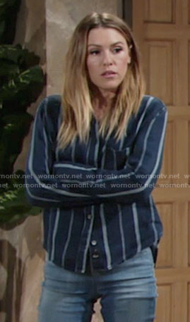 Chloe’s navy striped shirt on The Young and the Restless