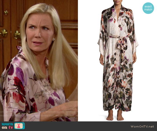 Christine Designs Botanica Print Robe worn by Brooke Logan (Katherine Kelly Lang) on The Bold and the Beautiful