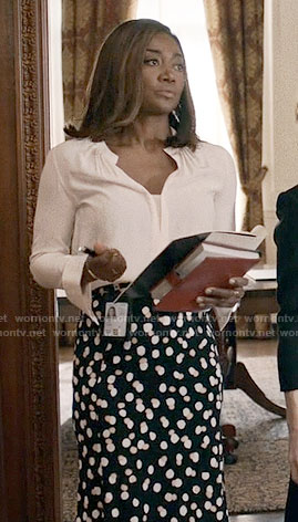 Daisy’s polka dot skirt on Madam Secretary