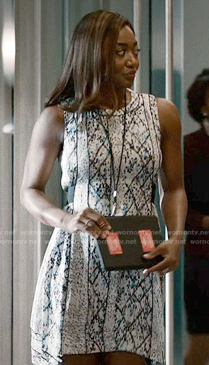 Daisy’s white printed dress on Madam Secretary