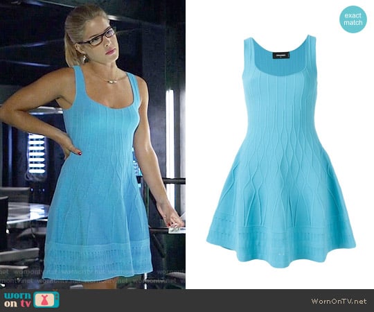 DSquared2 Flared Sleeveless Dress worn by Felicity Smoak (Emily Bett Rickards) on Arrow