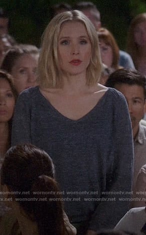 Eleanor’s grey v-neck sweater on The Good Place
