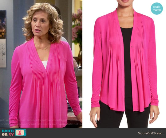 Elie Tahari Willow Knit Sleeve Silk Blouse worn by Vanessa Baxter (Nancy Travis) on Last Man Standing
