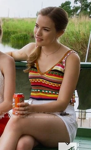 Emma’s multi colored knit tank top on Scream