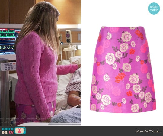 Etro Floral Print A-Line Skirt worn by Mindy Lahiri (Mindy Kaling) on The Mindy Project