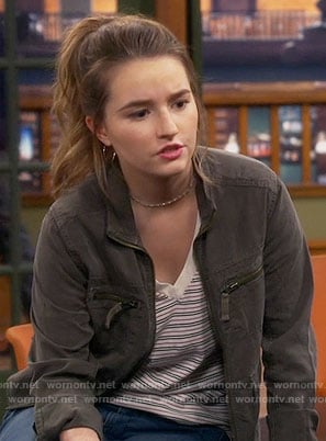 Eve’s striped v-neck tee on Last Man Standing