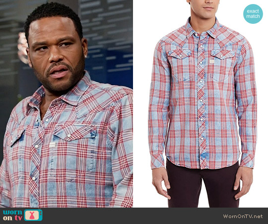 G Star RAW Tacoma Shirt in Indigo Sodo Flannel Check worn by Andre Johnson (Anthony Anderson) on Black-ish