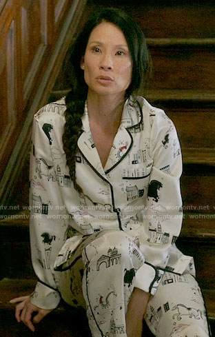 Joan’s black and white horse pajamas on Elementary