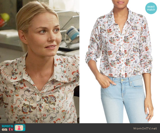 Joie Katrine Paisley Cotton & Silk Blouse worn by Emma Swan (Jennifer Morrison) on Once Upon A Time