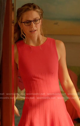 Kara’s pink ribbed dress on Supergirl