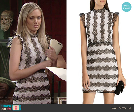 Karen Millen Color-Blocked Lace Dress worn by Abby Newman (Melissa Ordway) on The Young and the Restless