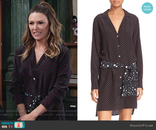 Kate Moss for Equipment Rosalind Belted Silk Shirtdress worn by Chloe Mitchell (Elizabeth Hendrickson) on The Young and the Restless