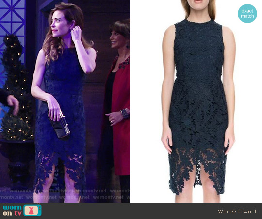 Keepsake Say My Name Lace Sheath Dress worn by Victoria Newman (Amelia Heinle) on The Young and the Restless
