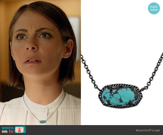 Kendra Scott Elisa Necklace in Variegated Teal Magnesite worn by Thea Queen (Willa Holland) on Arrow