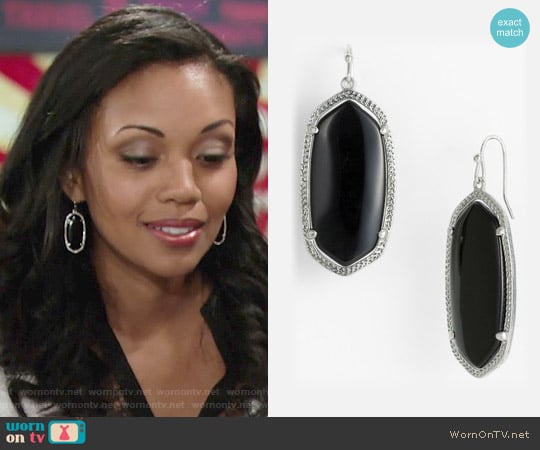 Kendra Scott Elle Earrings in Black/Silver worn by Hilary Curtis (Mishael Morgan) on The Young and the Restless