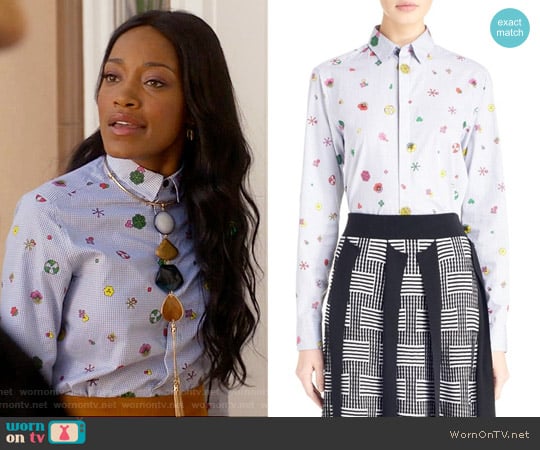 Kenzo Tanami Flower Shirt worn by Zayday Williams (Keke Palmer) on Scream Queens