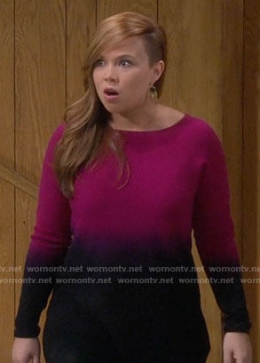 Kristin’s pink ombre sweater on Last Man Standing