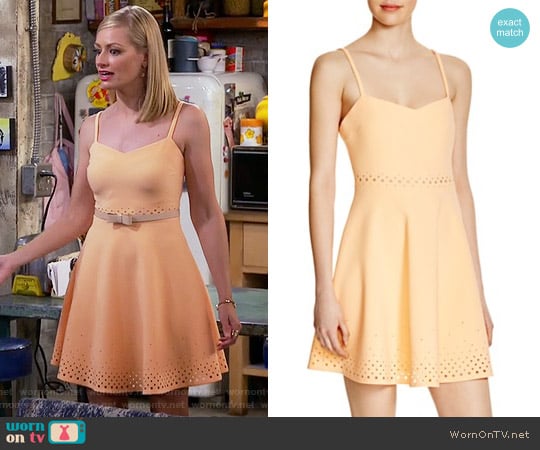Likely Neilson Laser Cut Dress worn by Caroline Channing (Beth Behrs) on 2 Broke Girls