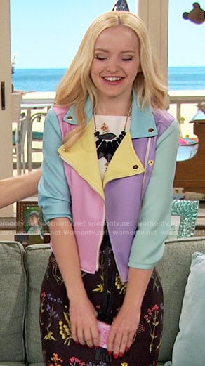 Liv’s pastel colorblock jacket on Liv and Maddie