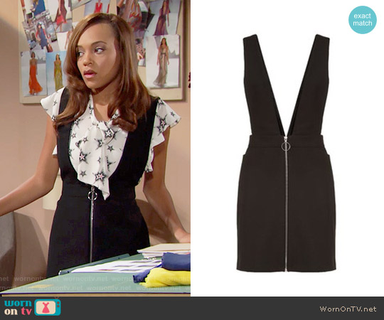 Maje Russel Pinafore Dress worn by Nicole Avant (Reign Edwards) on The Bold and the Beautiful