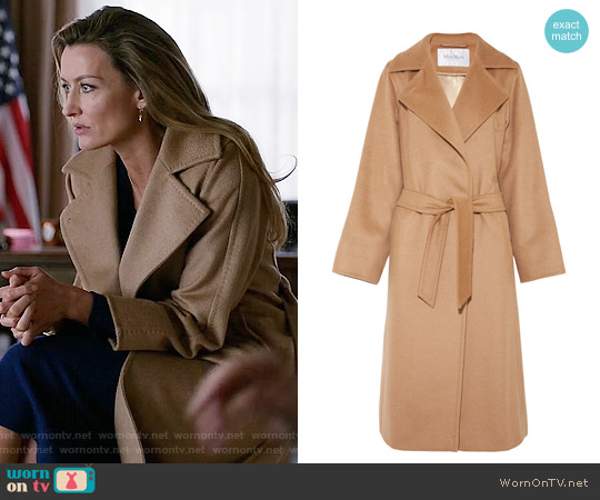 Max Mara Belted Camel Hair Coat worn by Alex Kirkman (Natascha McElhone) on Designated Survivor