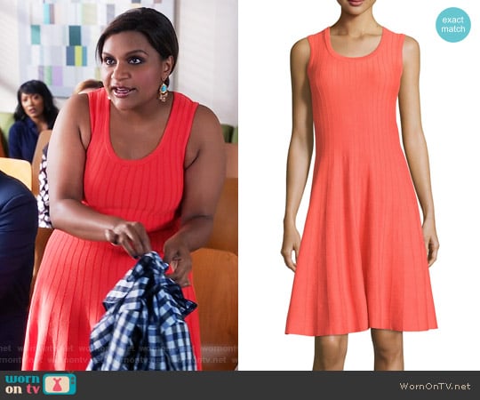 Nic + Zoe Twirl Dress in Hot Coral worn by Mindy Lahiri (Mindy Kaling) on The Mindy Project