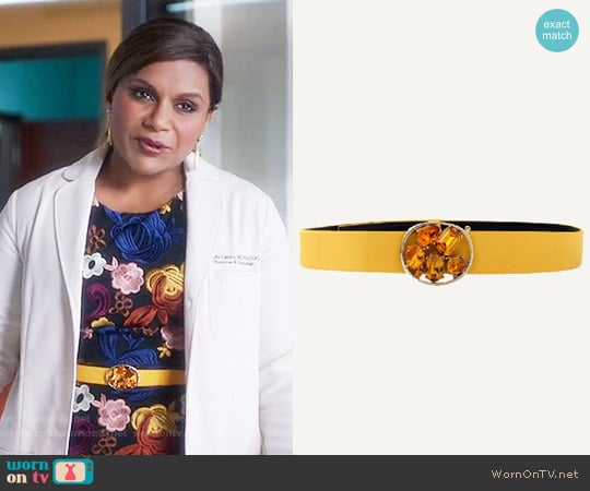 Oscar de la Renta Skinny Faille Jewel Belt worn by Mindy Lahiri (Mindy Kaling) on The Mindy Project