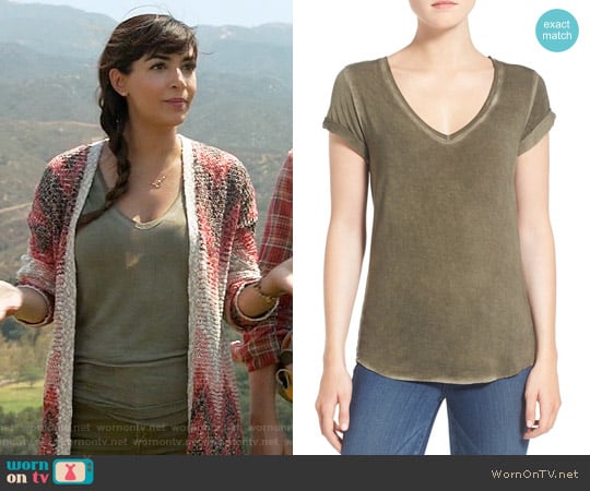 Paige Charlie Tee in Vintage Desert Olive worn by Cece Parekh (Hannah Simone) on New Girl