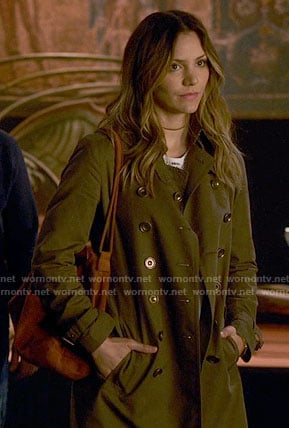 Paige’s green trench coat on Scorpion
