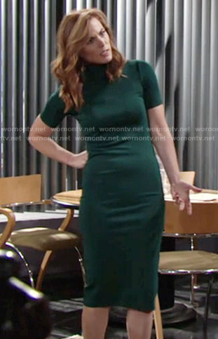 Phyllis’s green mock neck dress on The Young and the Restless