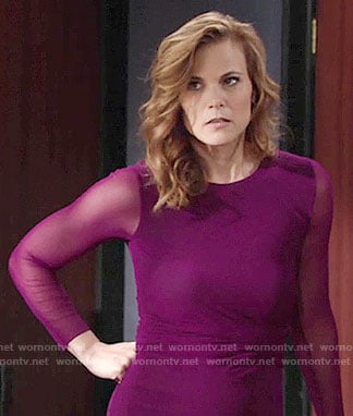 Phyllis’s magenta dress with sheer sleeves on The Young and the Restless