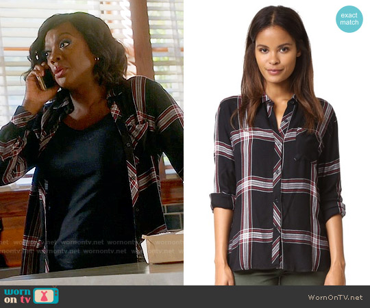 Rails Hunter Shirt in Jet / White / Ruby worn by Annalise Keating (Viola Davis) on How to Get Away with Murder