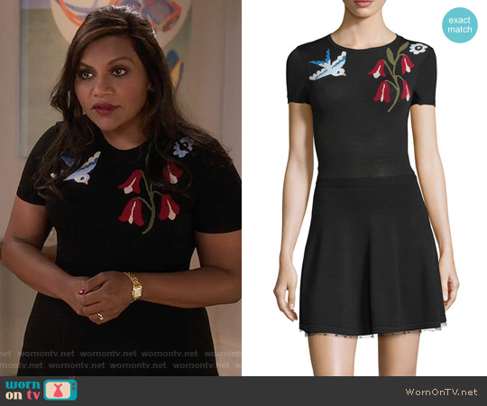 RED Valentino Short-Sleeve Intarsia Dress worn by Mindy Lahiri (Mindy Kaling) on The Mindy Project