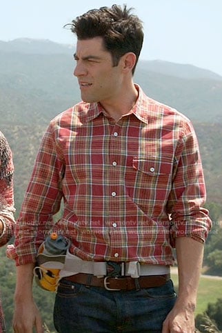 Schmidt’s red plaid shirt on New Girl