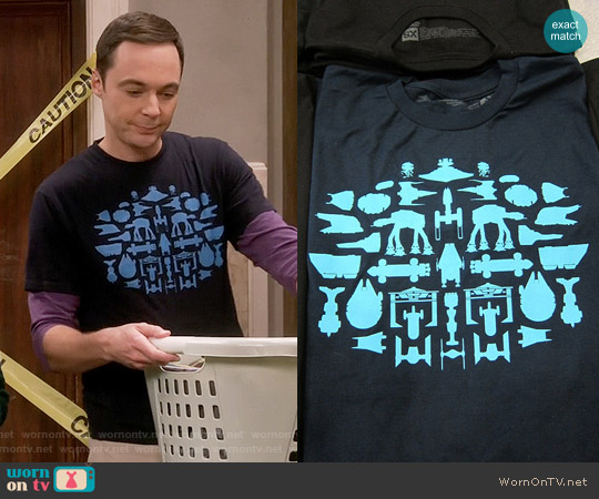 Super7 Spaceships T-shirt worn by Sheldon Cooper (Jim Parsons) on The Big Bang Theory