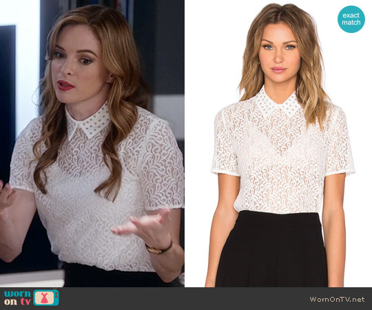 The Kooples Short Sleeve Crochet Shirt worn by Caitlin Snow (Danielle Panabaker) on The Flash