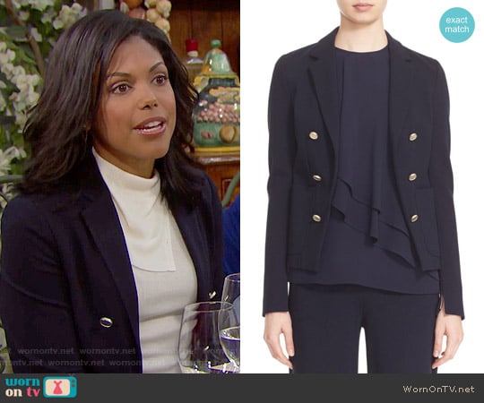 Theory Jonita K Fixture Ponte Jacket worn by Maya Avant (Karla Mosley) on The Bold and the Beautiful