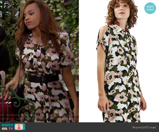 Topshop Camo Floral Print Shirtdress worn by Nicole Avant (Reign Edwards) on The Bold and the Beautiful