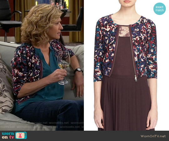 Tracy Reese Front Zip Cardigan in Speckle Print worn by Vanessa Baxter (Nancy Travis) on Last Man Standing