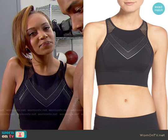 Under Armour Luminous Racerback Crop Top worn by Nicole Avant (Reign Edwards) on The Bold and the Beautiful